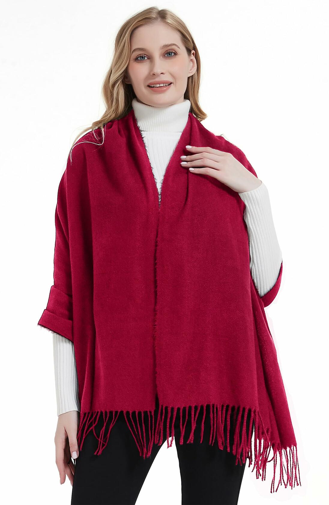 Landisun Winter Pashmina Shawl Scarf for Women Cashmere Green Solid