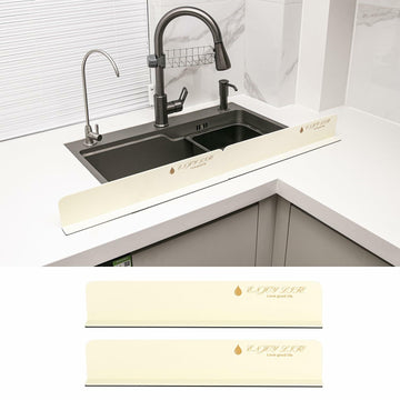 2PCS Acrylic Sink Splash Guard Beige Frosted Magnetic Water Barrier 17.5"x3.3"