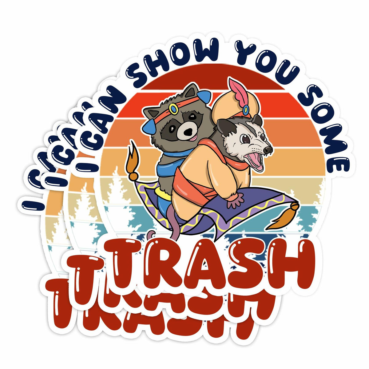 HEATHAVEN 3pcs Meme Raccoon Possum Trash Stickers Vinyl As Pictured