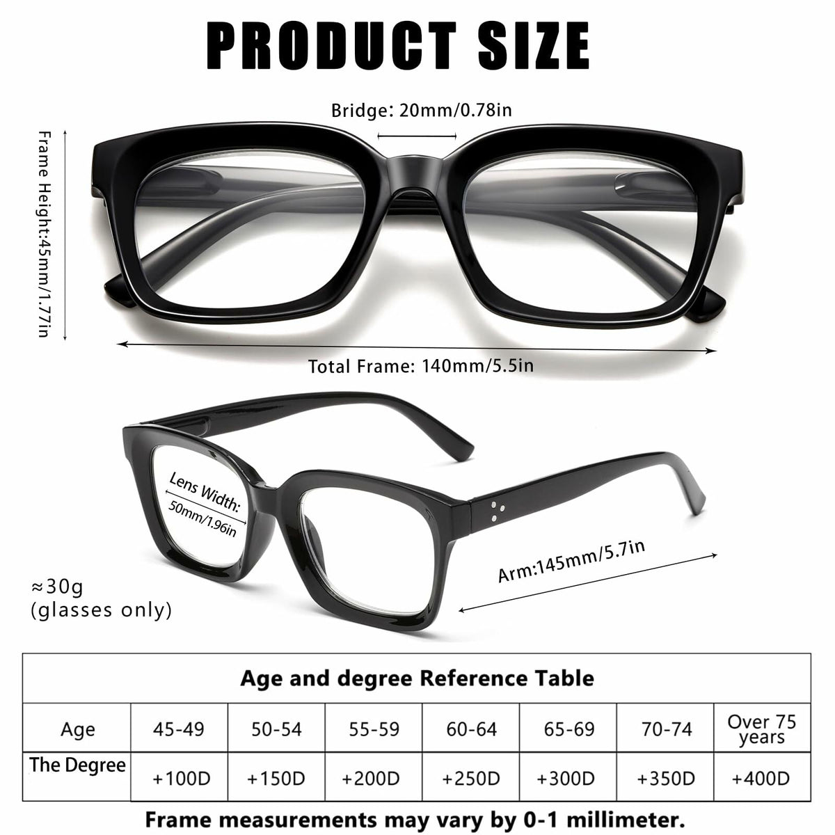 Dccdllo Women's Blue Light Blocking Oversized Square Reading Glasses +3.5