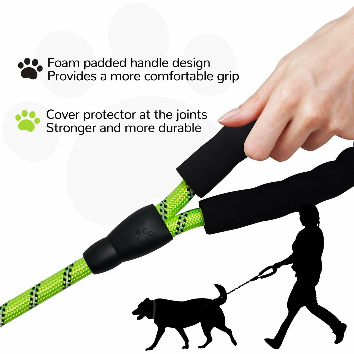 YALAVA Dog Leash 4FT Heavy Duty Reflective Nylon Rope 360° Swivel Hook Black