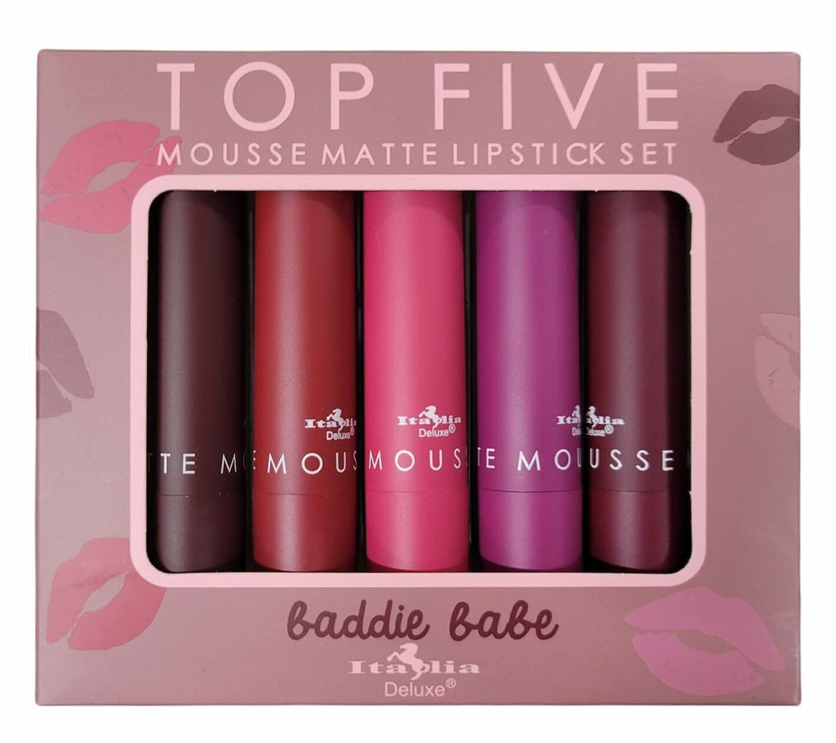 Italia Deluxe Top Five Baddie Babe Mousse Matte Lipstick Set 5 Count