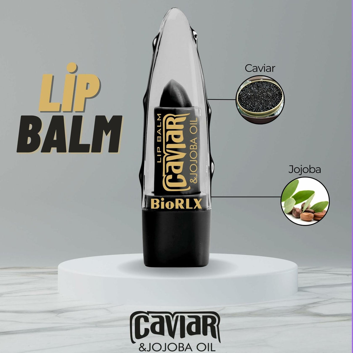 BioRLX Aloe Vera Lip Balm Caviar Jojoba Oil 0.12oz Pack of 2