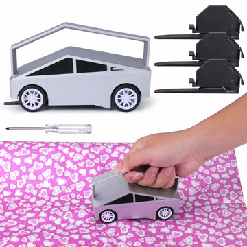 Vodolo Wrapping Paper Cutter with 6 Replaceable Blades Silver Gift Wrap Tool