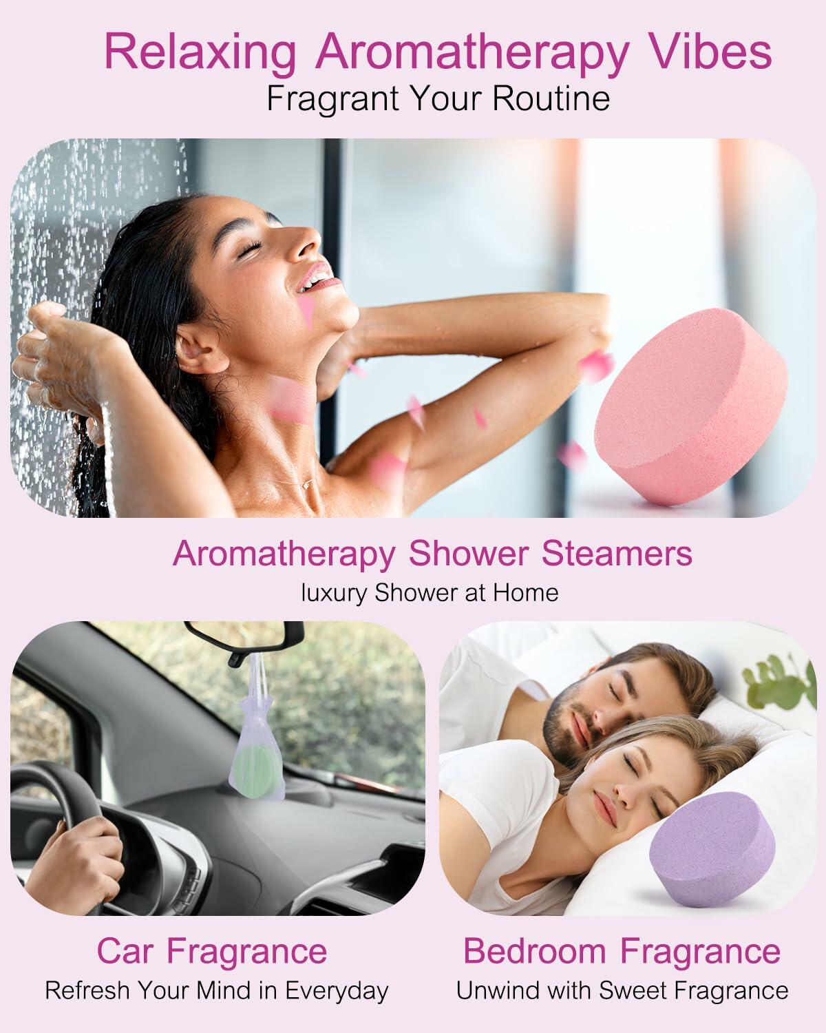 OYEKEEP Aromatherapy Shower Steamers Essential Oil Bombs 12pcs Purple Lemongrass