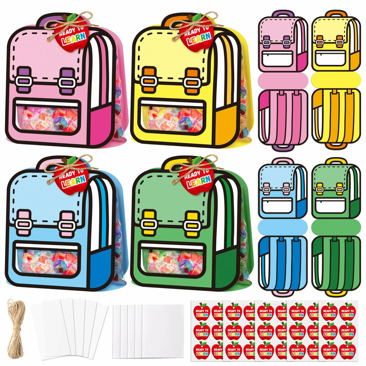 FoszaSzept 36Pcs 3D Cartoon Backpack Candy Goodie Bags Colorful Clear