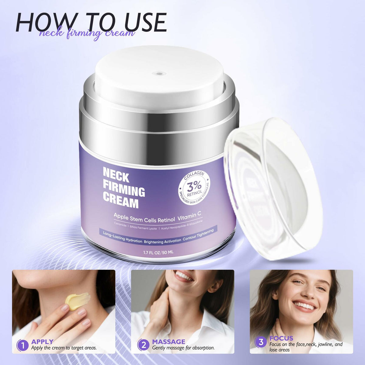 BLAUSE Neck Firming Cream Retinol Collagen Hyaluronic Acid 1.7 Fl Oz