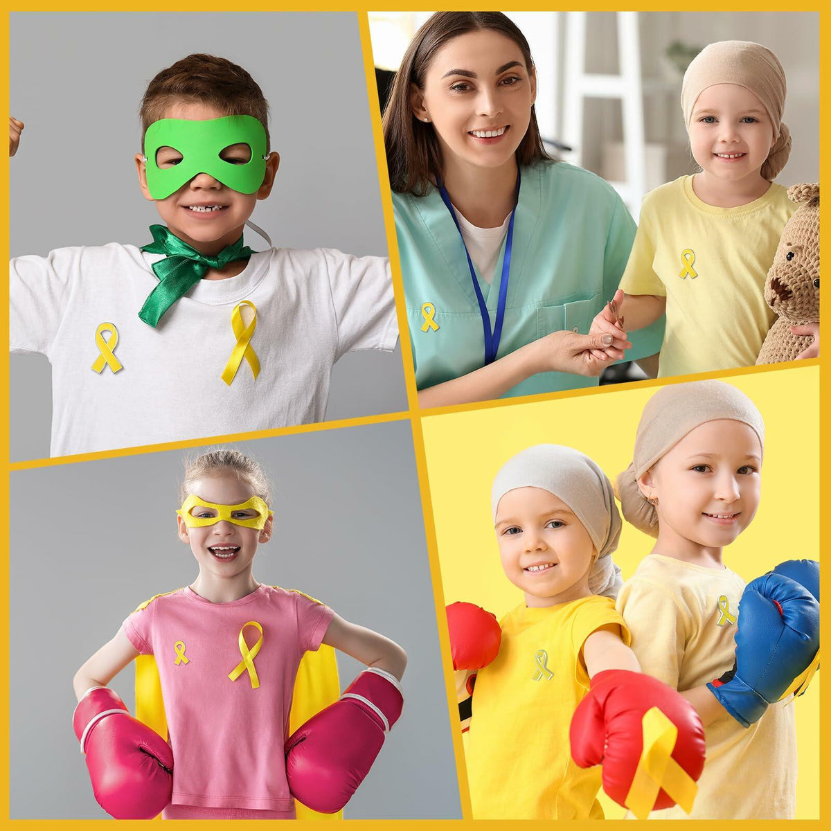 Yaomiao 180 Pcs Gold Ribbon Awareness Gift Set Childhood Cancer Support