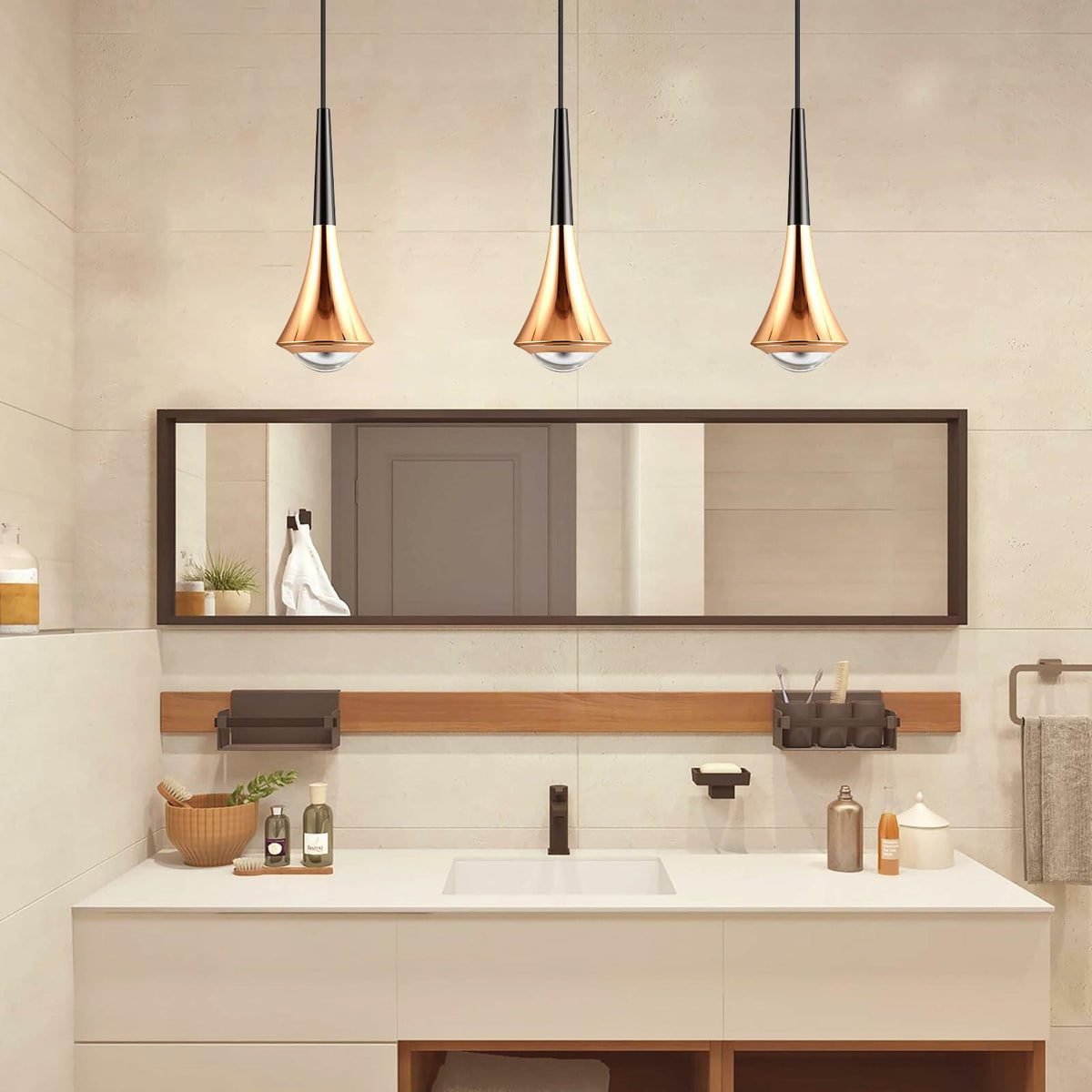 Hinio Modern Adjustable Pendant Lights Kitchen Island Gold Black 2-Pack