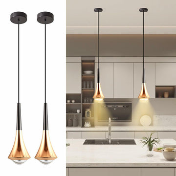 Hinio Modern Adjustable Pendant Lights Kitchen Island Gold Black 2-Pack
