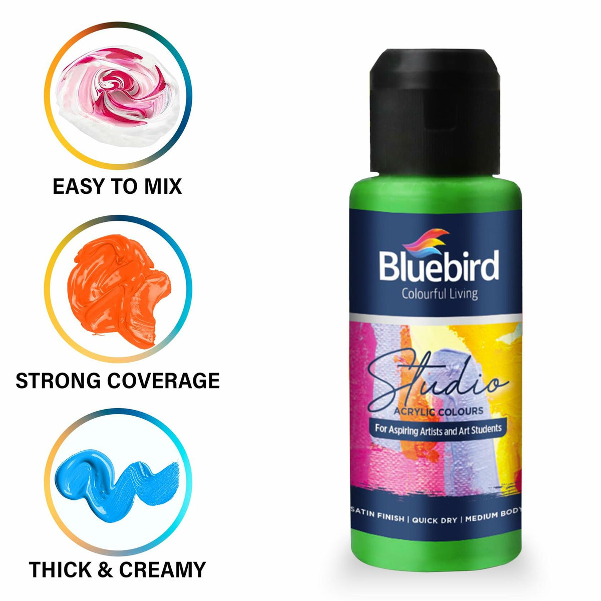BLUEBIRD Studio Pearlescent Acrylic Paints 6-Pack 0.85oz Each