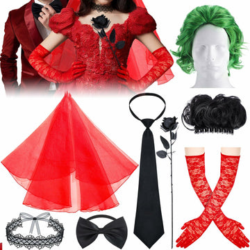 Mepase Halloween Bride Costume Accessories 8 Pcs Red Green Black One Size