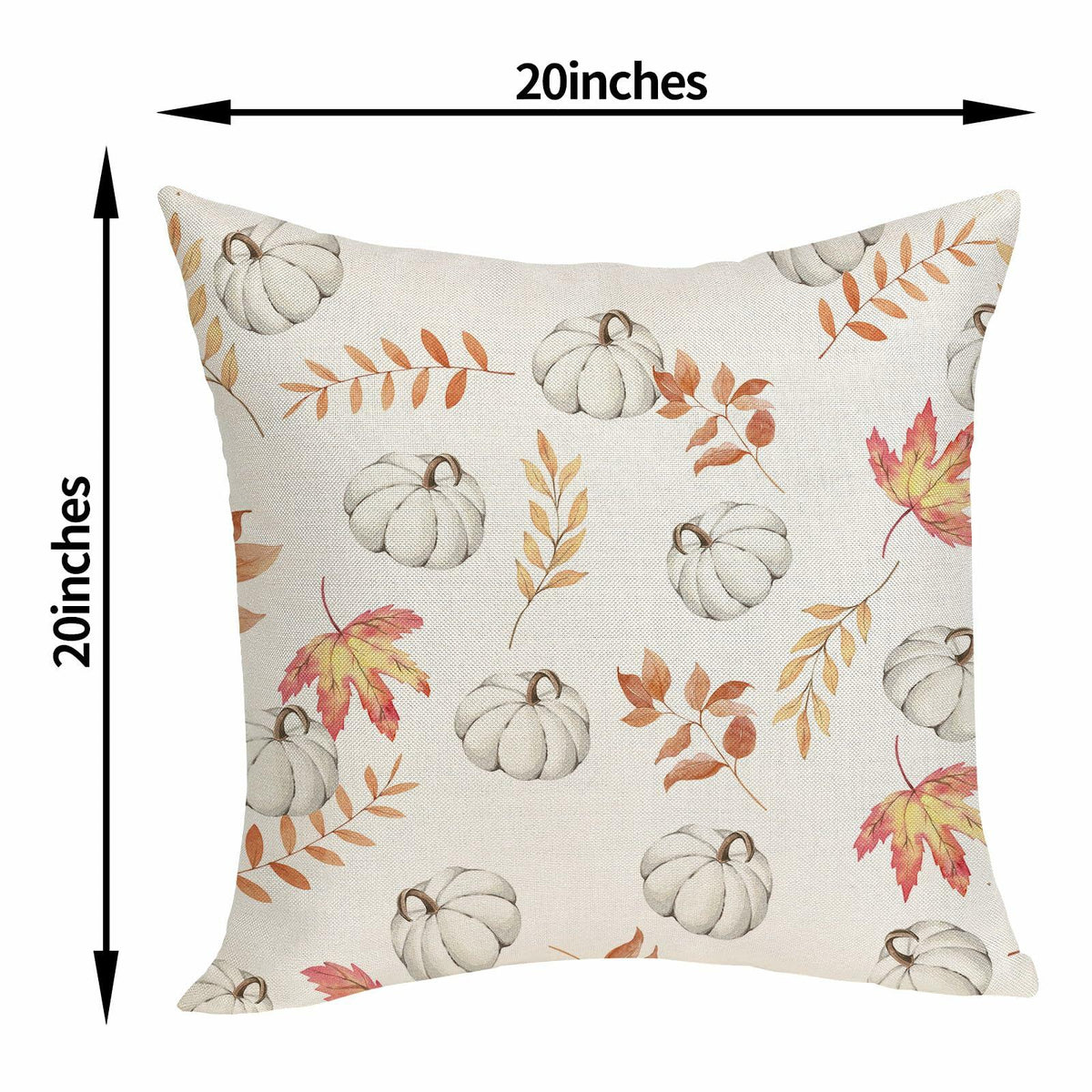 OFIRD Fall Decor Pillow Covers 20x20 White Pumpkin Maple Leaves Pack of 2