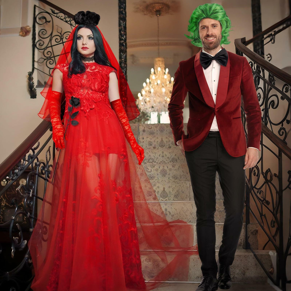 Mepase Halloween Bride Costume Accessories 8 Pcs Red Green Black One Size