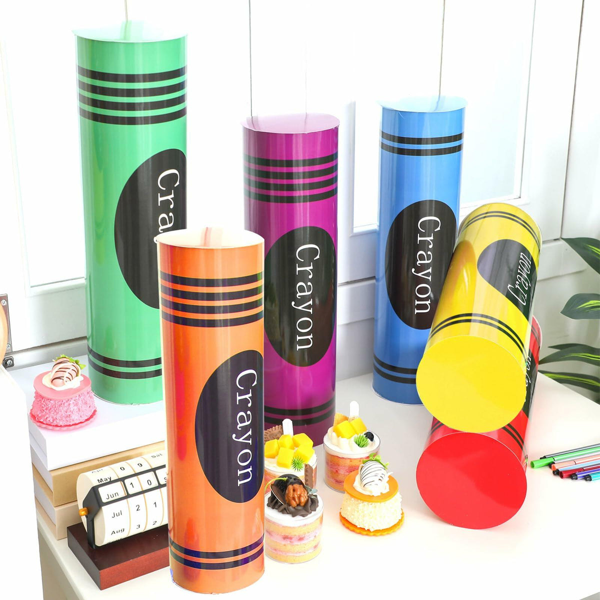 WinnerWhy Jumbo 17in Neon Cardboard Crayons 6 Pcs Rainbow Colors