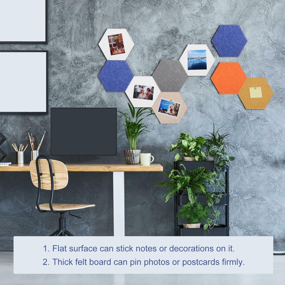 PATIKIL Felt Bulletin Board 12x10in 6 Pack Hexagon Tiles Light Camel