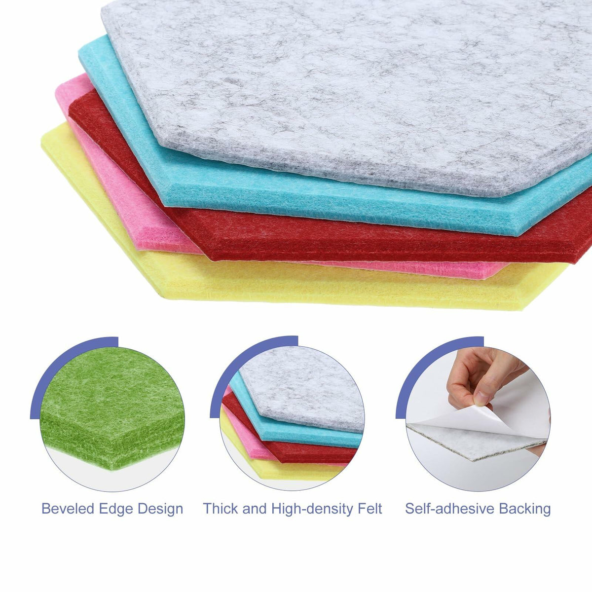 PATIKIL Felt Bulletin Board 12x10in 6 Pack Hexagon Tiles Light Camel