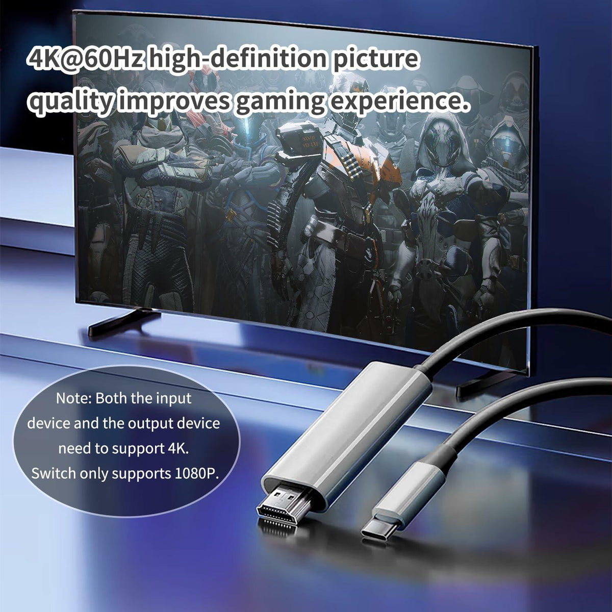 C.CURTING Switch Dock for N/S OLED 4K HDMI USB 3.0 Type C PD Charge Gray 2M