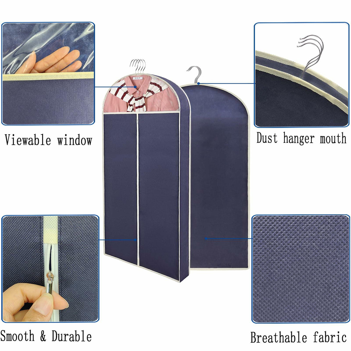 DYYHSDPU Garment Bags 3 Pack Suit Storage Hanging Clothes Black 50x24 Inch