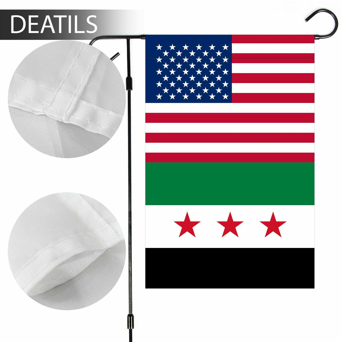 KIIPOAPAU Syrian Garden Flag 12x18in Double Sided Polyester Yard Banner