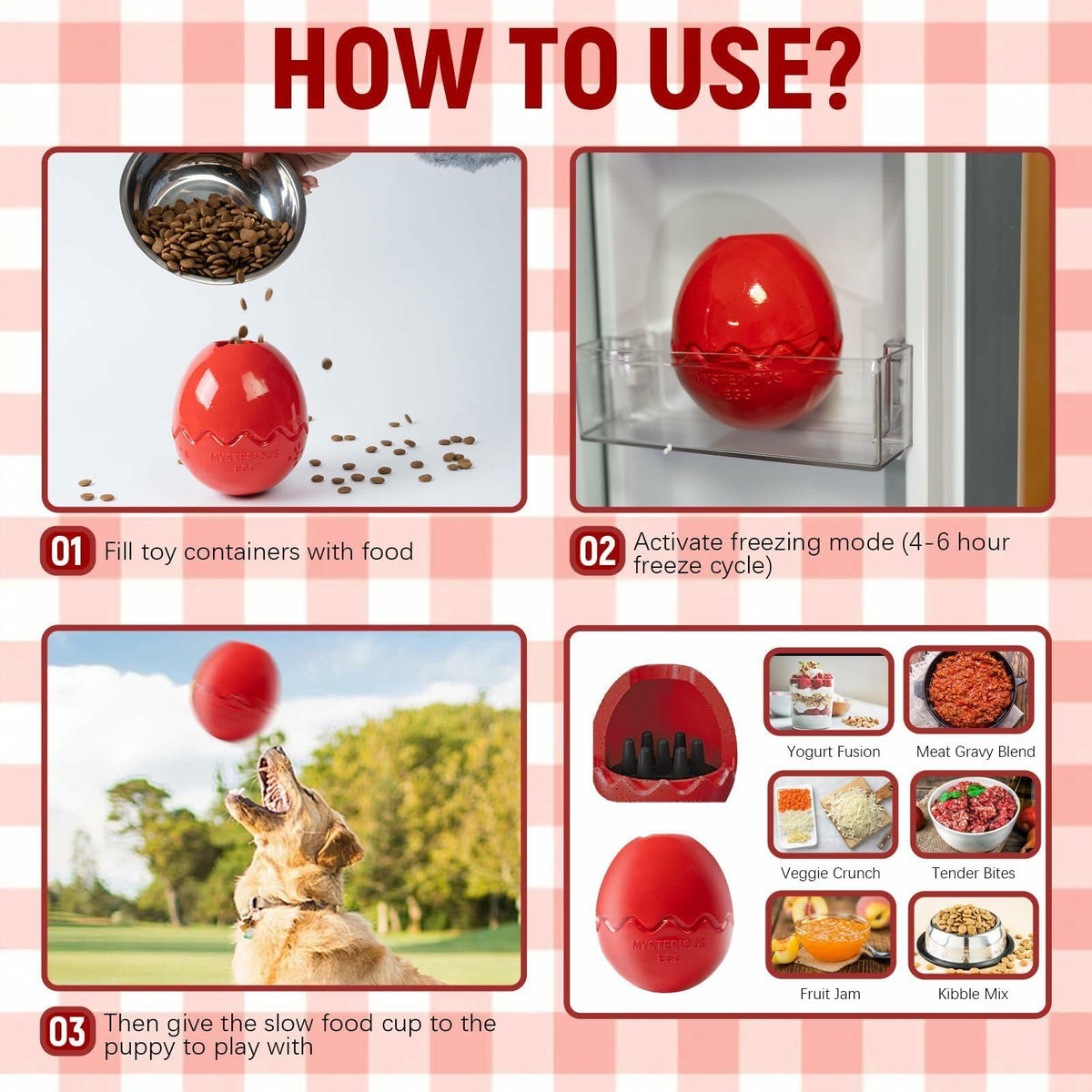 Jestrem Dog Ball Stuffable Chew Toy Treat Dispensing 4.49" Medium Large