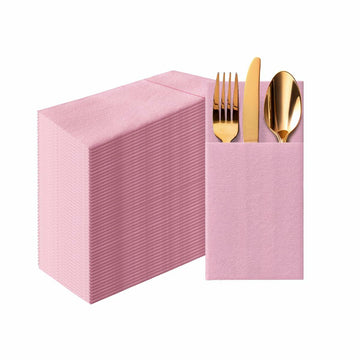 PAW Decor Collection Baby Pink Linen-Feel Paper Napkins 16x16in 50pcs
