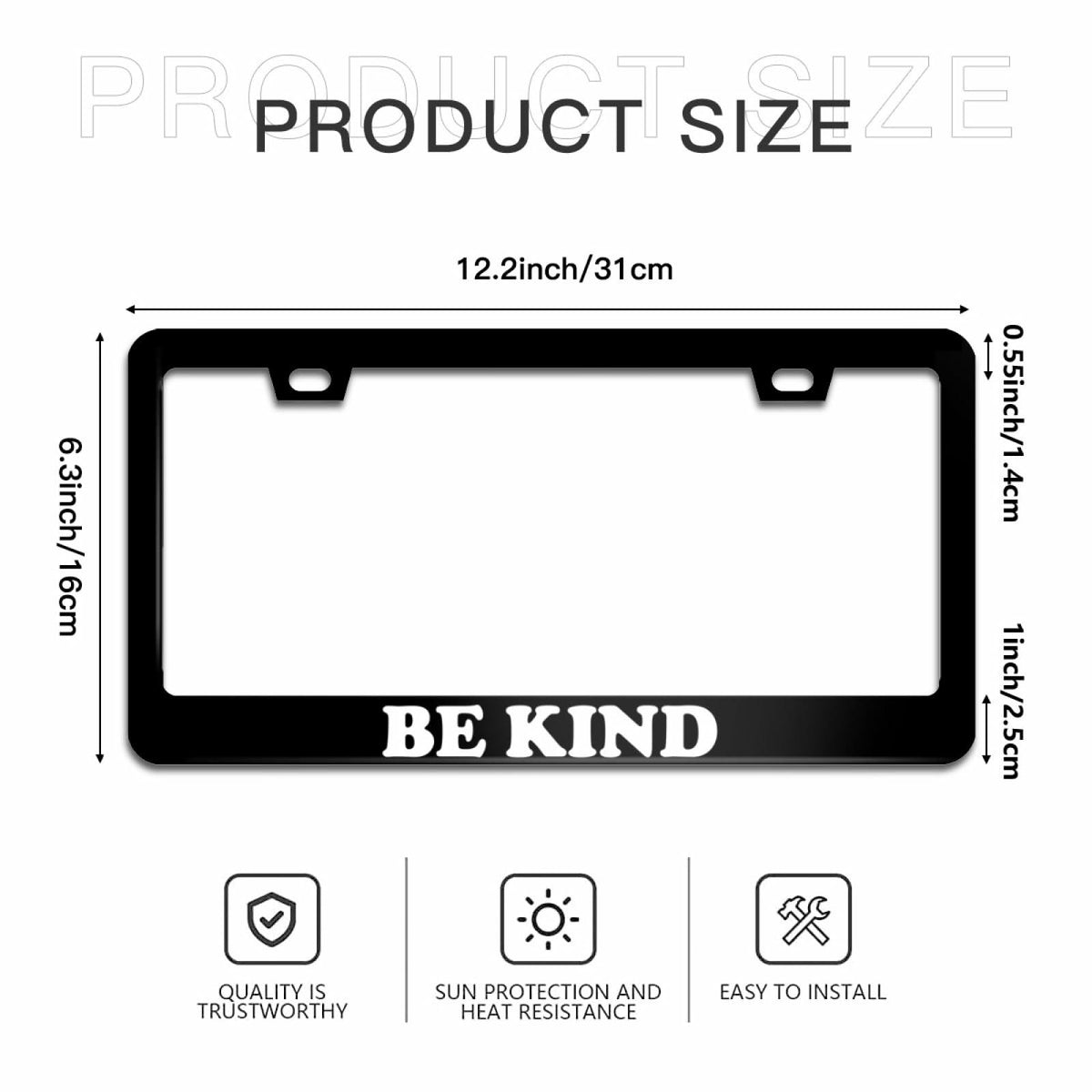 Mountains License Plate Frame Black White Aluminum Universal 12x6 Inch