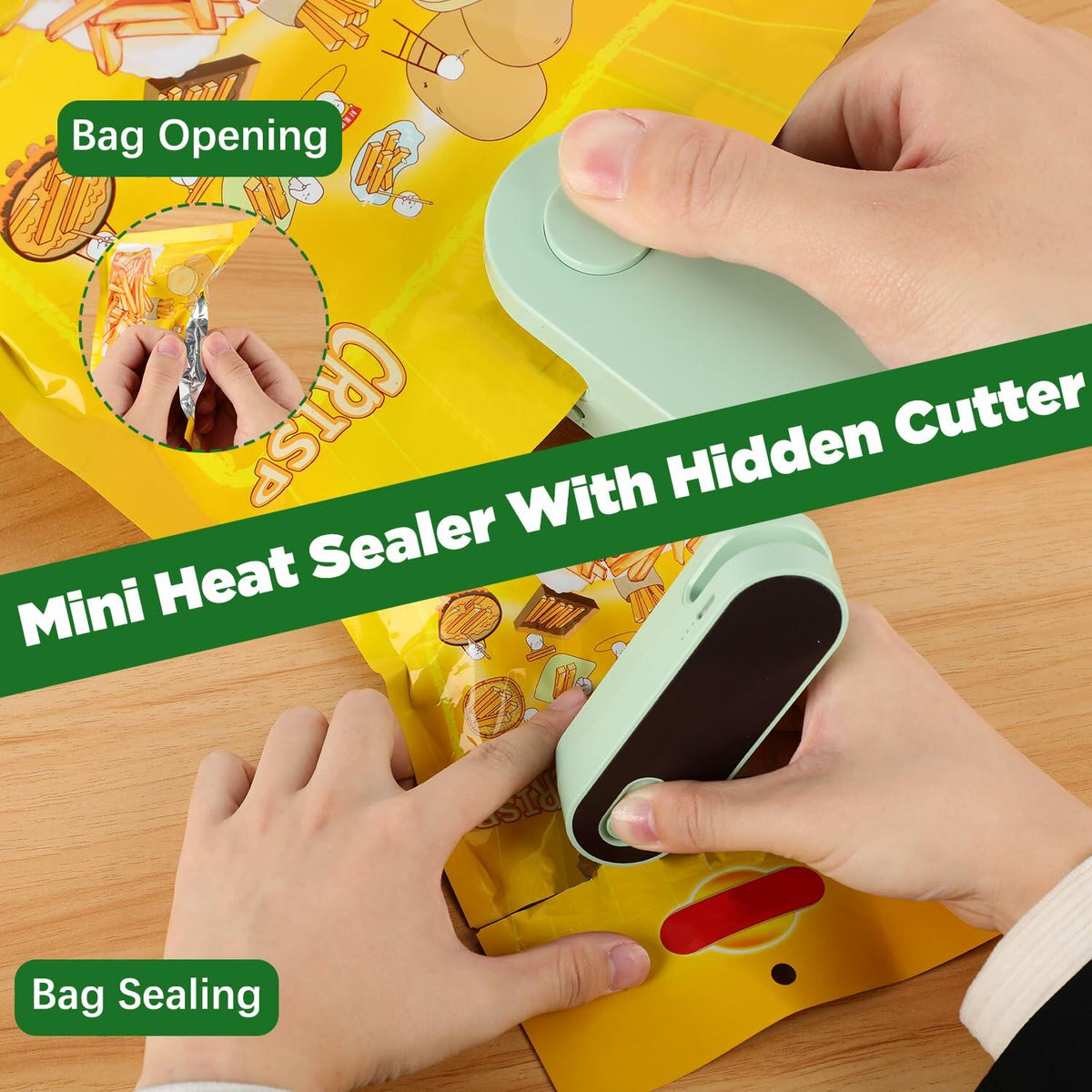 Daioai 2 in 1 USB Rechargeable Bag Cutter Sealer Portable Mini White