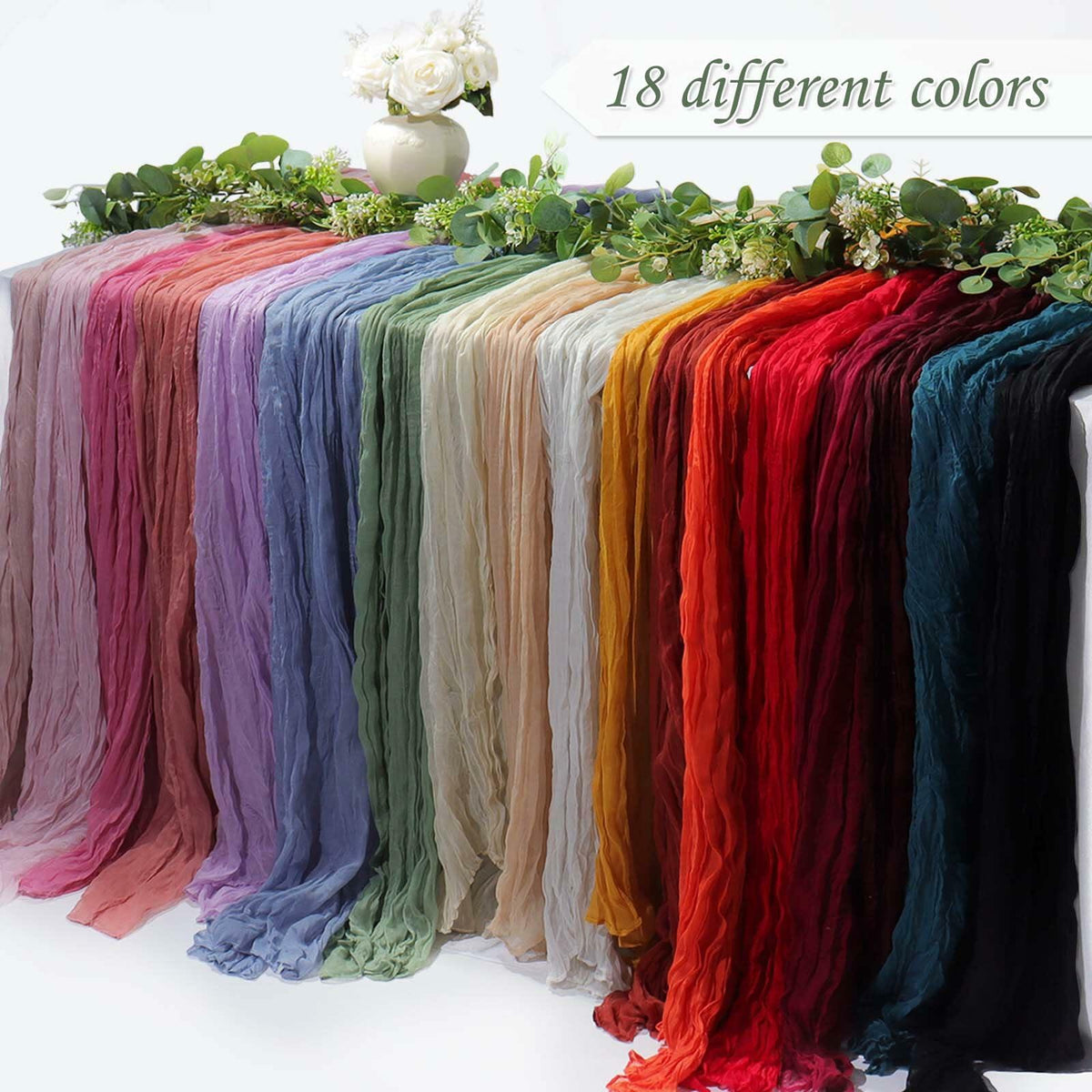 Fall Table Runner Cheesecloth 10FT Boho Rustic Gauze Sage Green 1 Pack