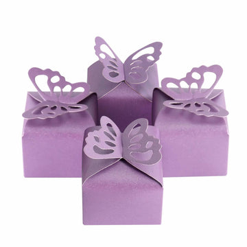 Kslong 50pcs Purple Butterfly Favor Boxes Small Gift Party Decoration