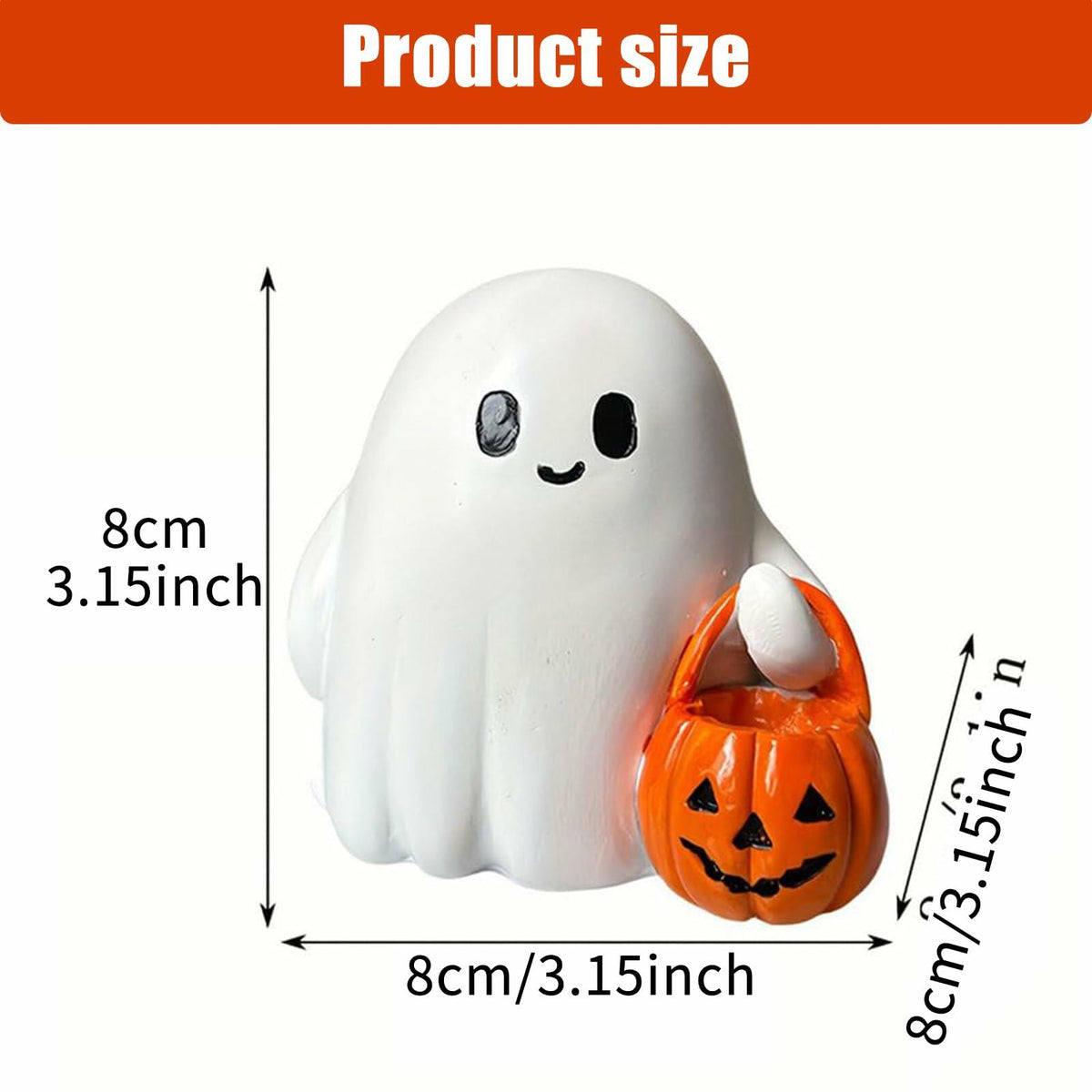 BINBINNIAO 3D Printing Halloween Ghost Figurine Glowing Resin 3.15in White Black