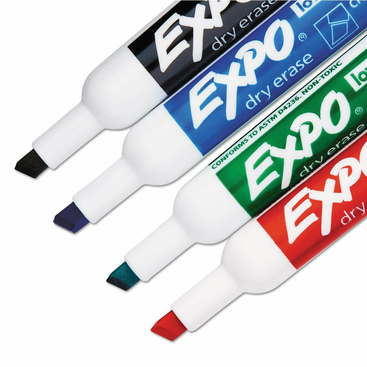 EXPO Low Odor Dry Erase Markers Chisel Tip Basic Assorted 4 pk