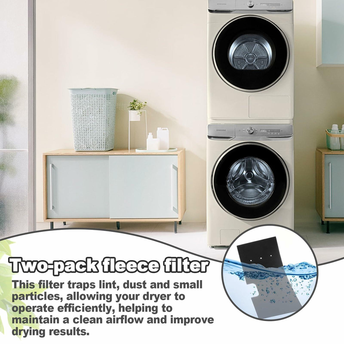 Wshxjzyay 2 Pack WH01x35719 Lint Filter Washer Dryer Combo Black