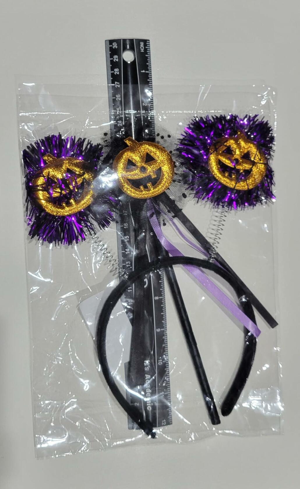 IKOLA Halloween Pumpkin Headband with Wand Set Orange & Purple 1 Count