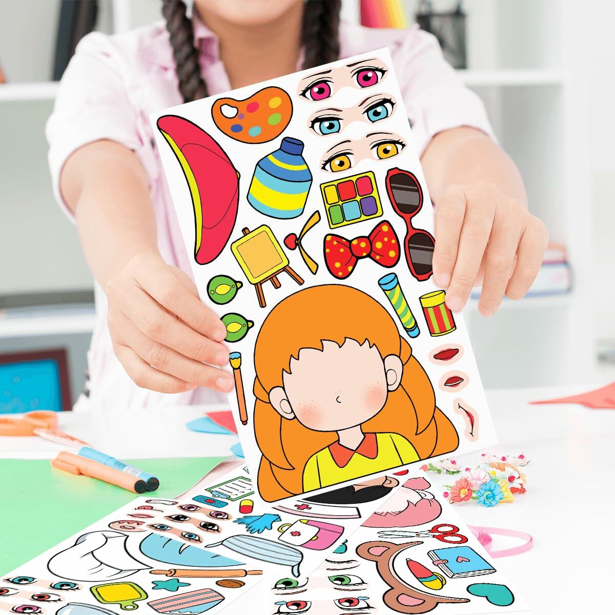 BOGIKI Make a Face Stickers 15 Sheets Waterproof Girl Halloween Party Favors