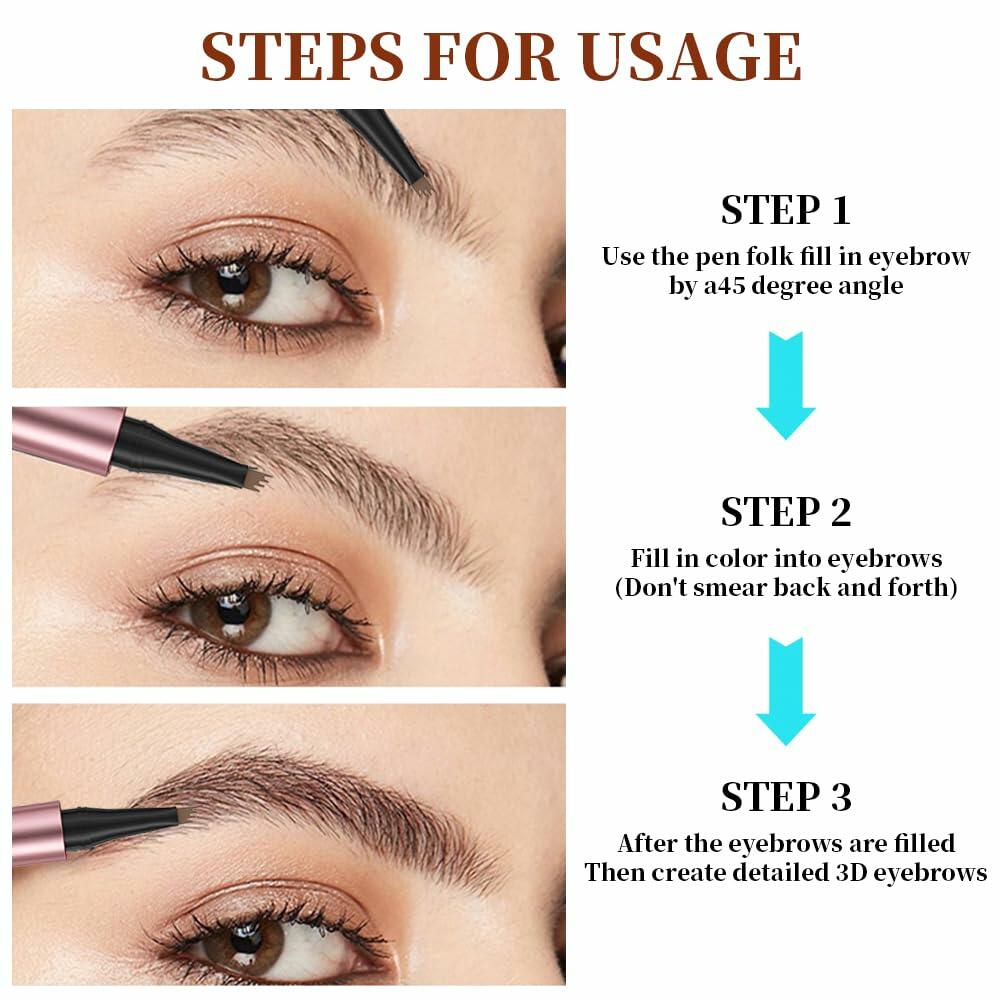 YIWANLLE 3D Microblading Eyebrow Tattoo Pencil Waterproof C-Gray 1 Count