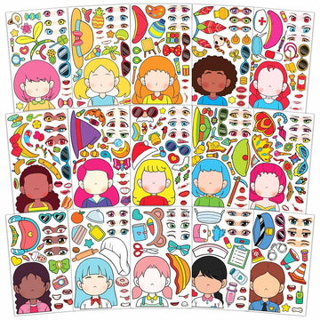 BOGIKI Make a Face Stickers 15 Sheets Waterproof Girl Halloween Party Favors