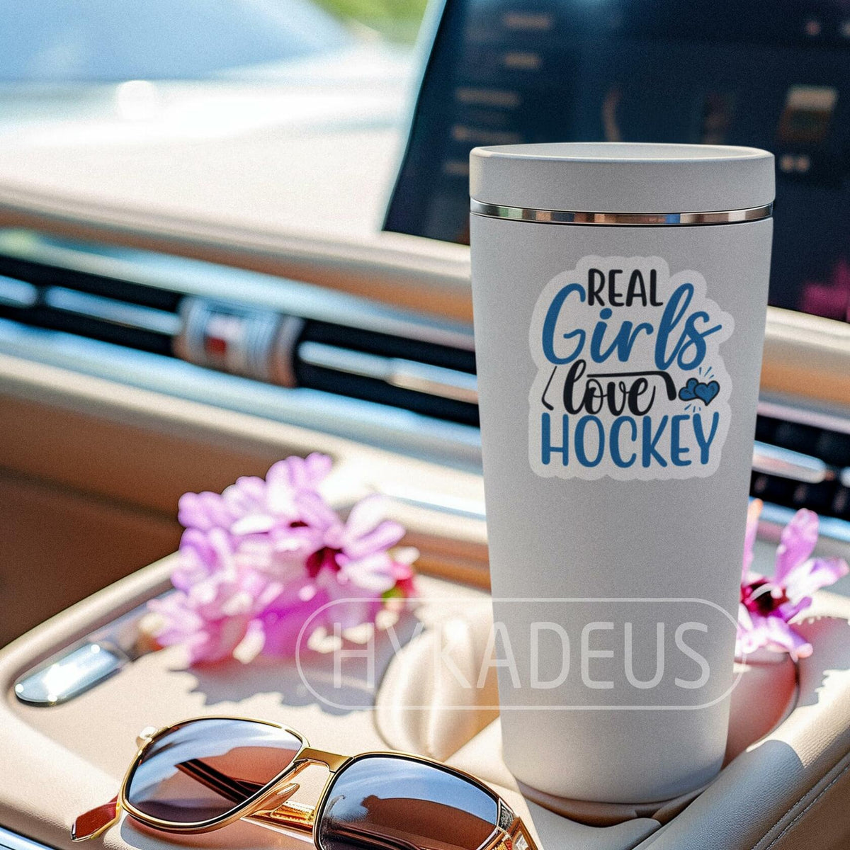 HYKADEUS Real Girls Love Hockey Sticker Decals Waterproof Vinyl 3x2.8 3Pcs