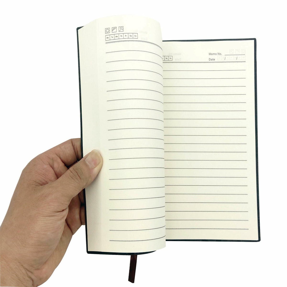 shengyoude Business A5 PU Leather Notebook 8mm Grid 200 Pages Black