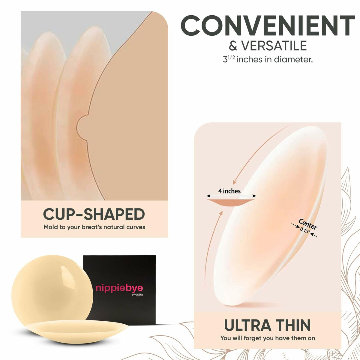 Nippiebye Silicone Reusable Adhesive Nipple Covers Pasties Caramel