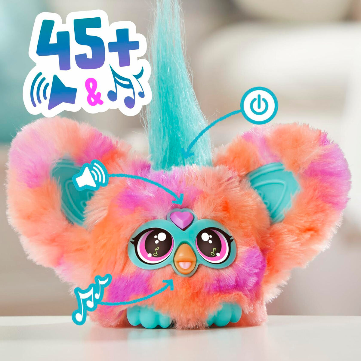 Furby Furblets Ree-Mix Mini Friend 45+ Sounds Music Coral Electronic Plush