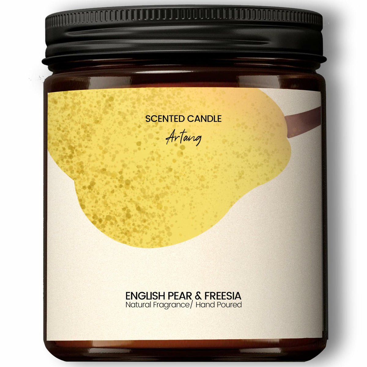 Generic English Pear & Freesia Scented Soy Candle Black Jar Chroma
