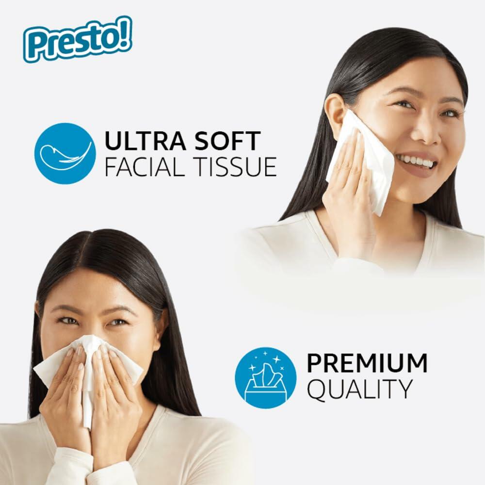 Amazon Presto! Ultra-Soft 3-Ply Facial Tissues 264 Count White 4 Packs