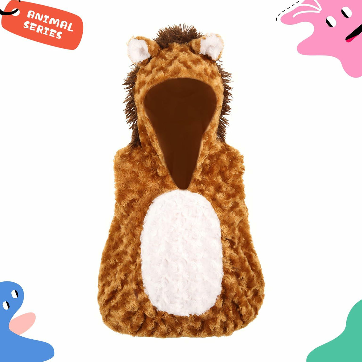 UQJE Baby Toddler Lion Costume Plush Furry Halloween Brown Size 3'-3'4"