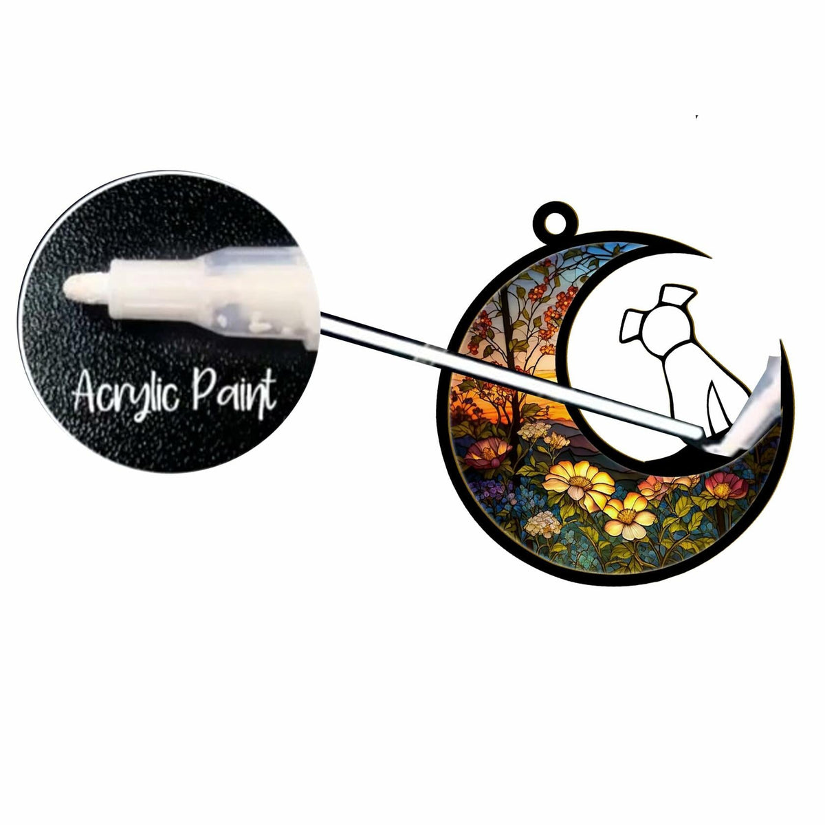 LOVELYPOD Dog Ornament Suncatcher Memorial Gift White 4 Inch