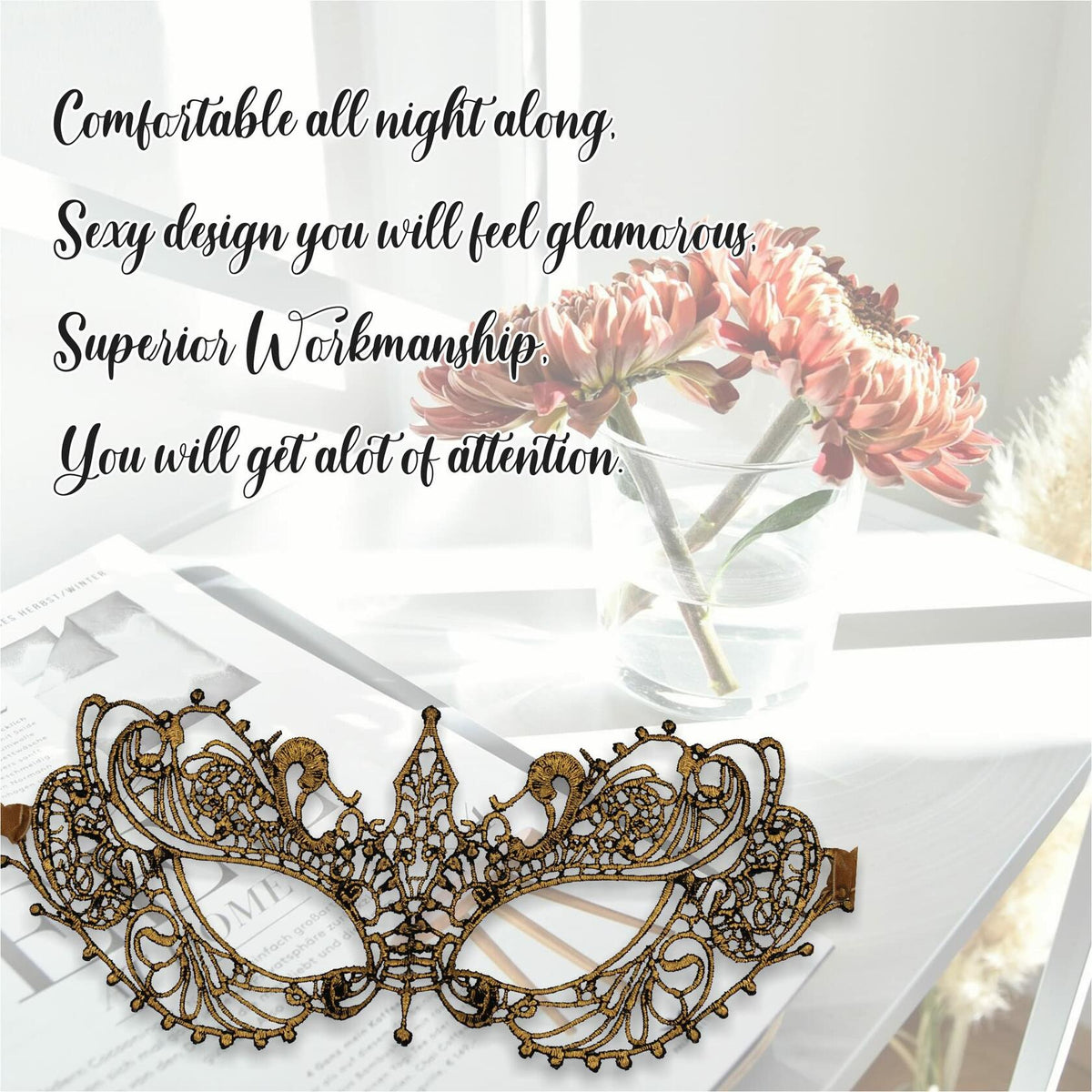 Gold Masquerade Mask For Women - Lace Masquerade Masks for Masquerade Party,