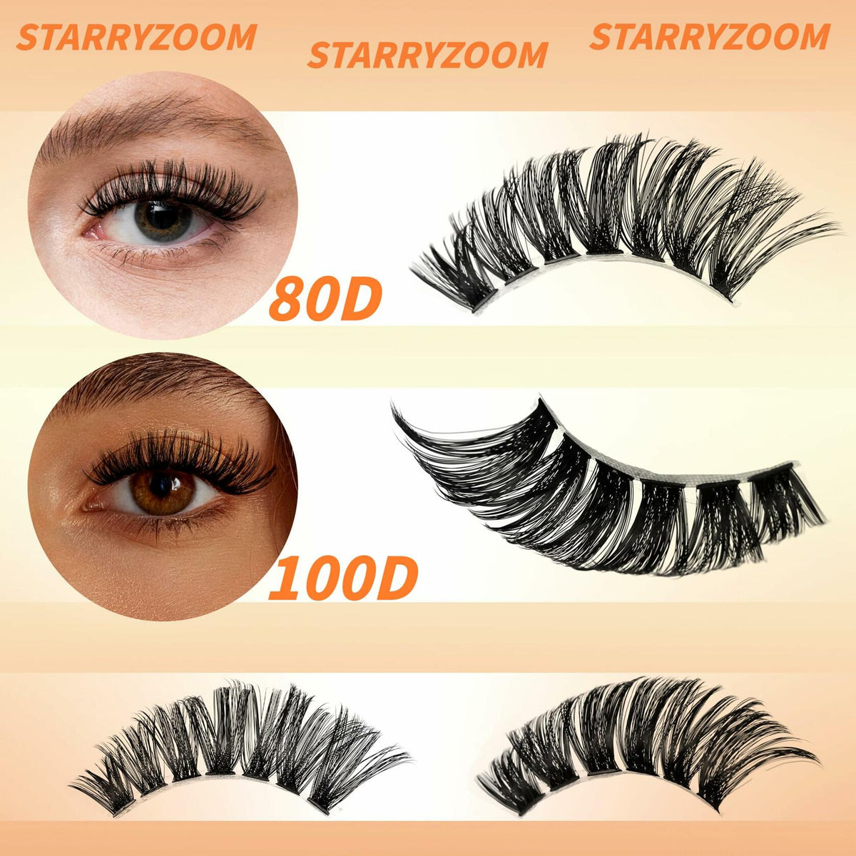Starryzoom Lash Clusters Kit 525Pcs D-Curl 10-18MM Natural Full Volume