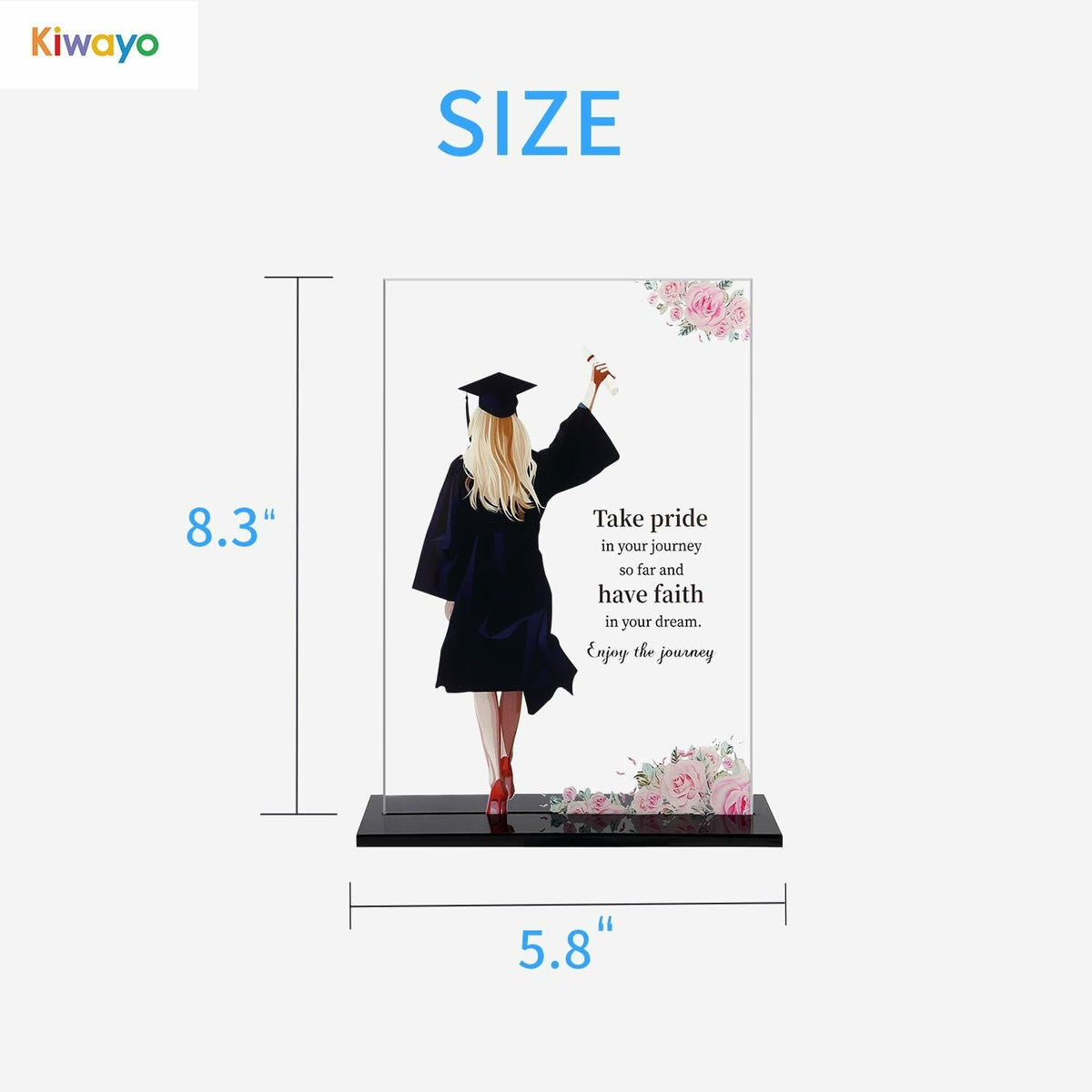Kiwayo Acrylic Inspirational Graduation Keepsake Gift for Her Black