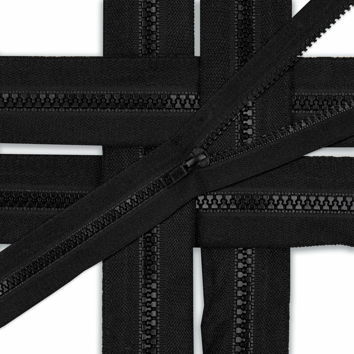 YAKA 4PCS #5 22in Separating Jacket Zippers Black Molded Plastic Size 22in