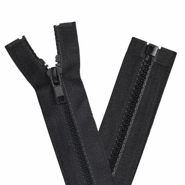 YAKA 4PCS #5 22in Separating Jacket Zippers Black Molded Plastic Size 22in